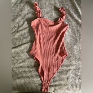 Ruffle pink/coral bodysuit